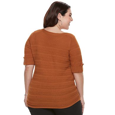 Plus Size Apt. 9® Textured Ruched Boatneck Sweater