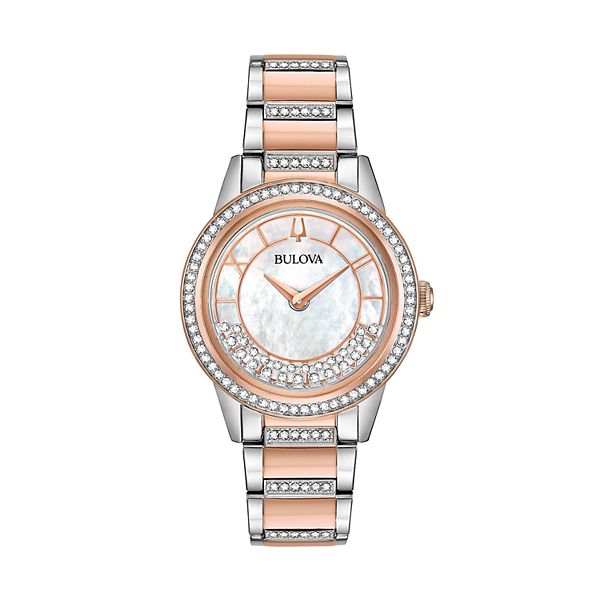 Bulova Women's TurnStyle Crystal Two Tone Stainless Steel Watch