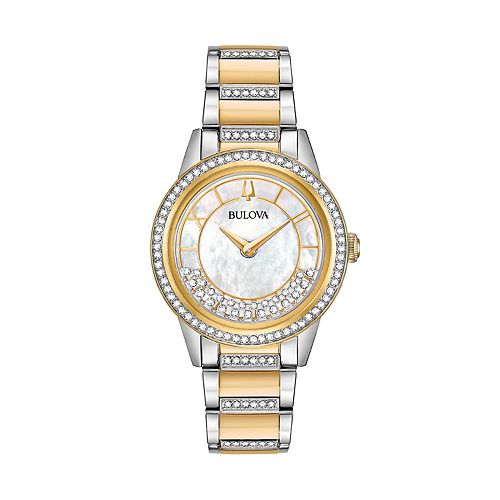 Bulova Women's TurnStyle Crystal Two Tone Stainless Steel Watch 98L245