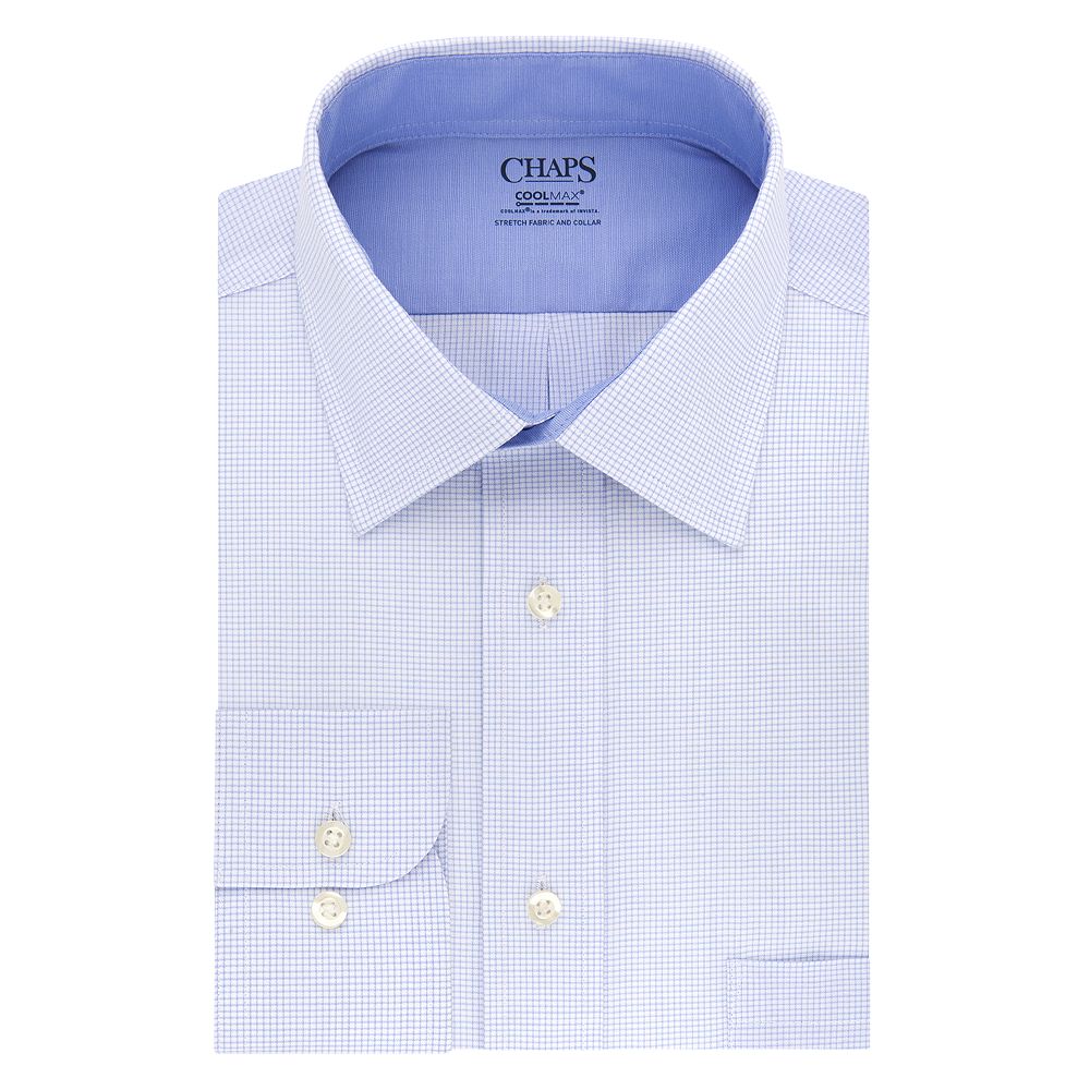 chaps coolmax dress shirts Stafford Coolmax All Season Ecomade Oxford Men's Regular Fit Stretch Fabric Wrinkle Free Long Sleeve Dress Shirt, 16-16.5 32-33, Blue