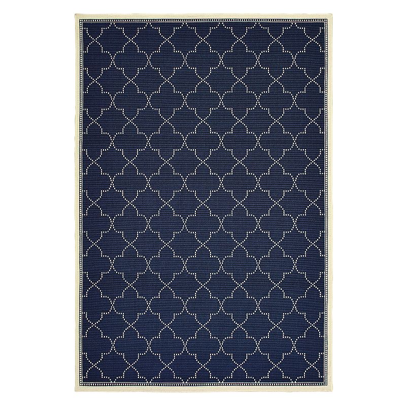 StyleHaven Mainland Moroccan Lattice Indoor Outdoor Rug, Dark Blue, 6.5X9.5 Ft