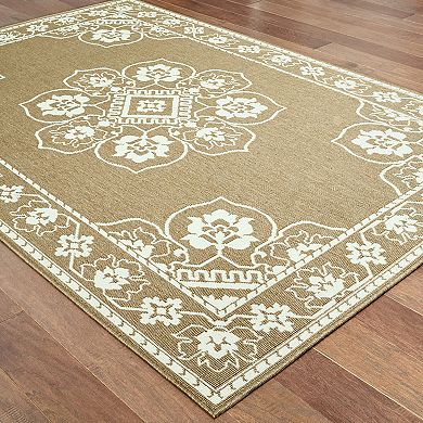 StyleHaven Mainland Traditional Framed Medallion Indoor Outdoor Rug