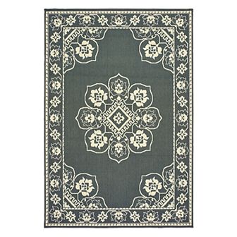 StyleHaven Mainland Traditional Framed Medallion Indoor Outdoor Rug