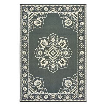 StyleHaven Mainland Traditional Framed Medallion Indoor Outdoor Rug