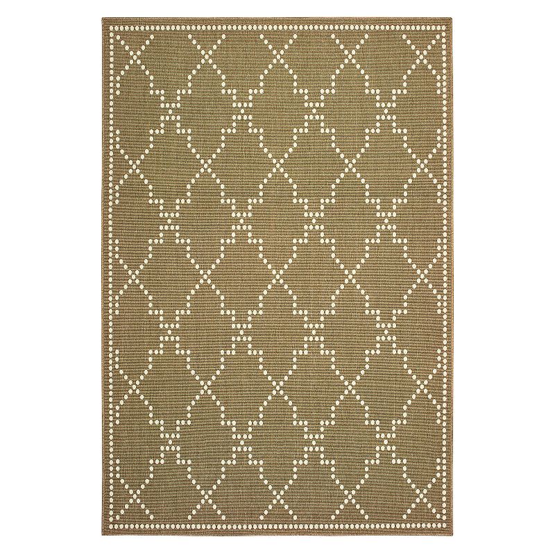 StyleHaven Mainland Palisade Trellis Indoor Outdoor Rug, Lt Brown, 5X7.5 Ft