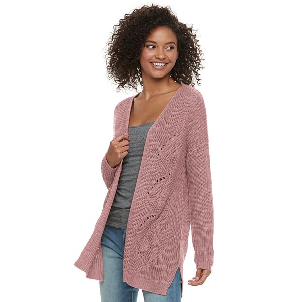 Juniors' Pink Republic Pointelle Cardigan