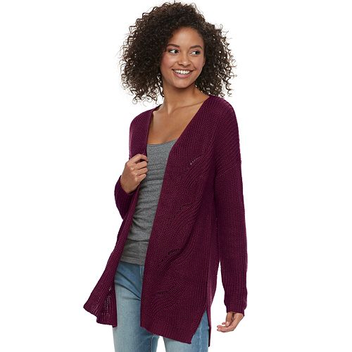 Juniors' Pink Republic Pointelle Cardigan