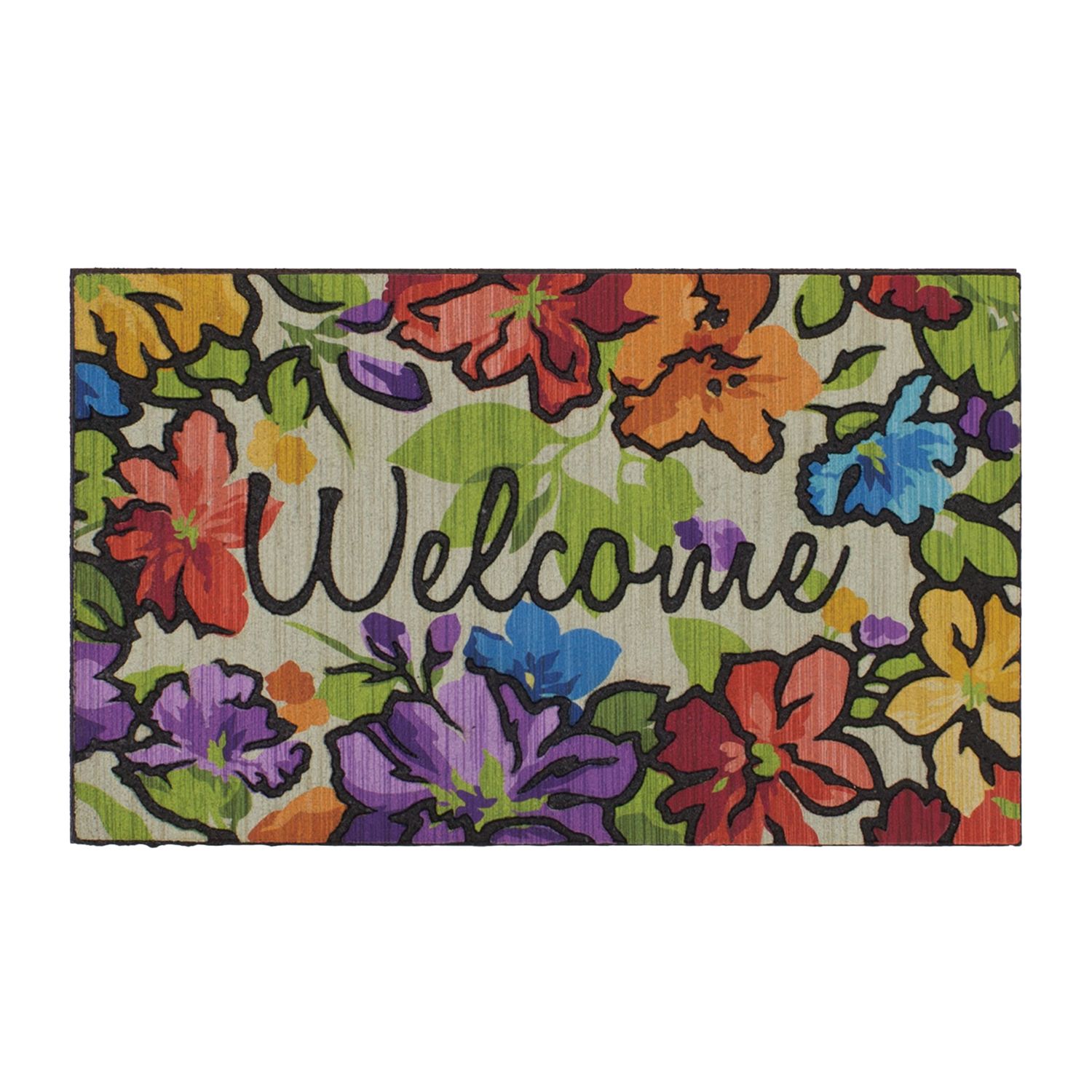 Mohawk Home Water Garden Floral Welcome Rubber Doormat