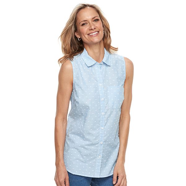 Women's Croft & Barrow® Print Sleevless Button-Front Shirt