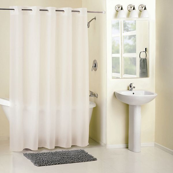 Hookless Frosty Peva Shower Curtain, Hookless Shower Curtain Curved Rod
