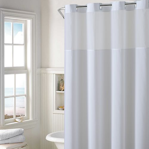 Hookless Plain Weave Shower Curtain & Water Resistant Liner