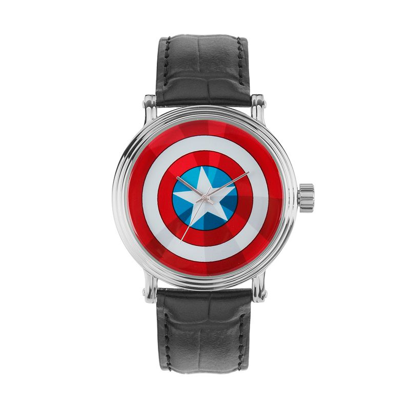 76515108 Marvel Comics Captain America Mens Leather Watch,  sku 76515108