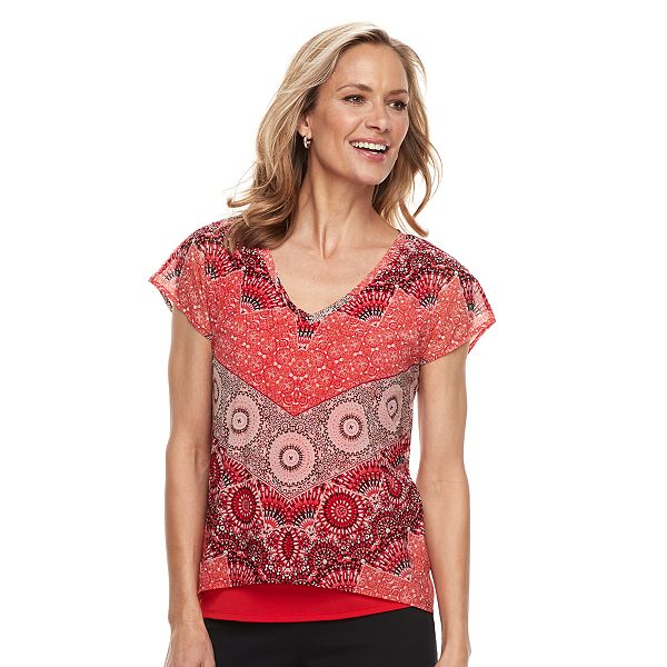 Women's Dana Buchman Print Layered Hem Top