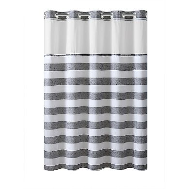 Hookless Yarn Dye Stripe Shower Curtain & Water Resistant Liner