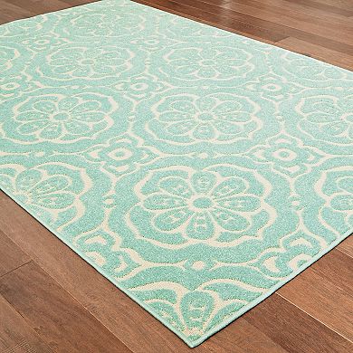 StyleHaven Belize Pastel Trellis Medallion Indoor Outdoor Rug