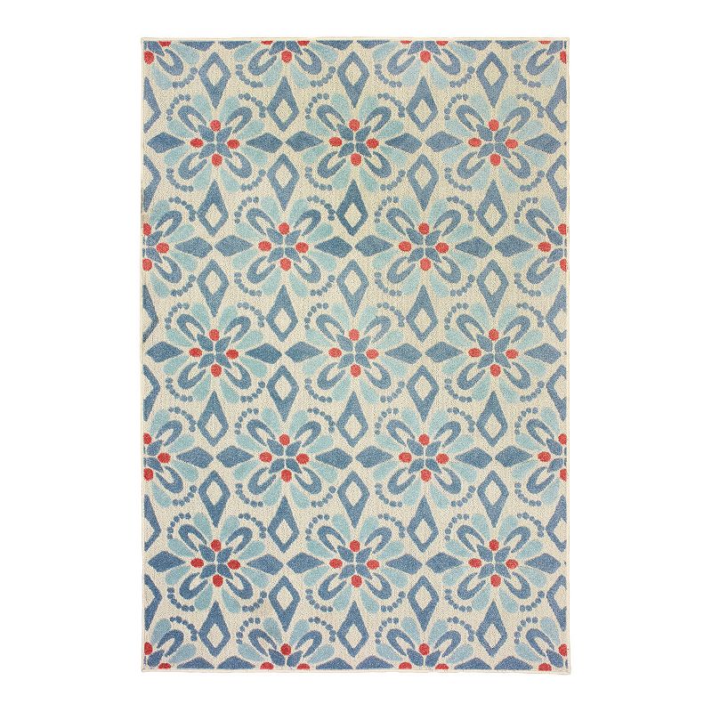 StyleHaven Belize Floral Dream Indoor Outdoor Rug, Blue, 5X7.5 Ft