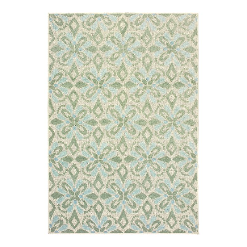 StyleHaven Belize Floral Dream Indoor Outdoor Rug, Lt Beige, 6.5X10 Ft