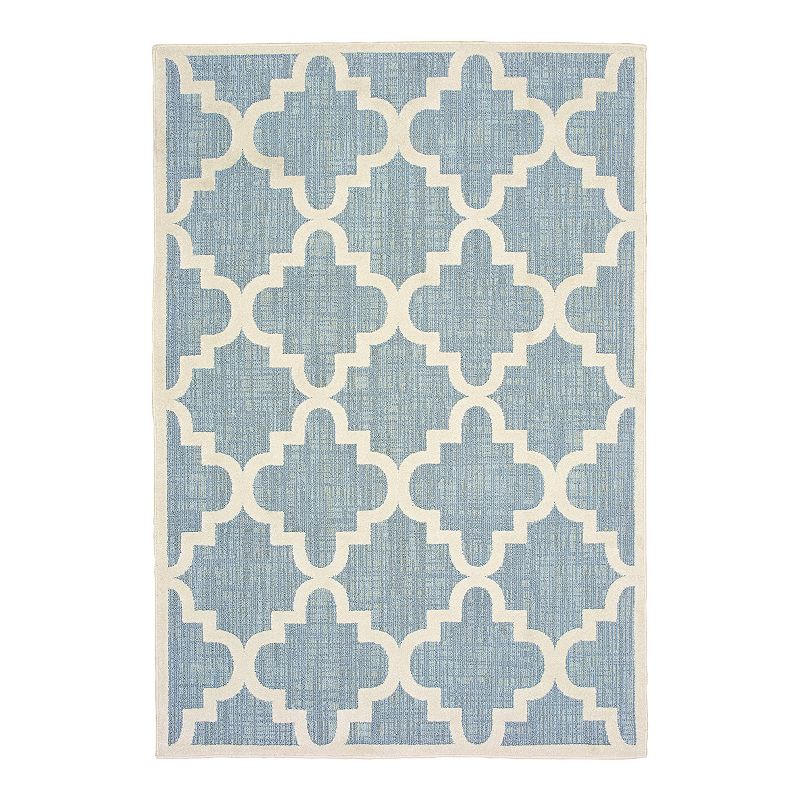 StyleHaven Belize Scalloped Lattice Indoor Outdoor Rug, Blue, 5X7.5 Ft