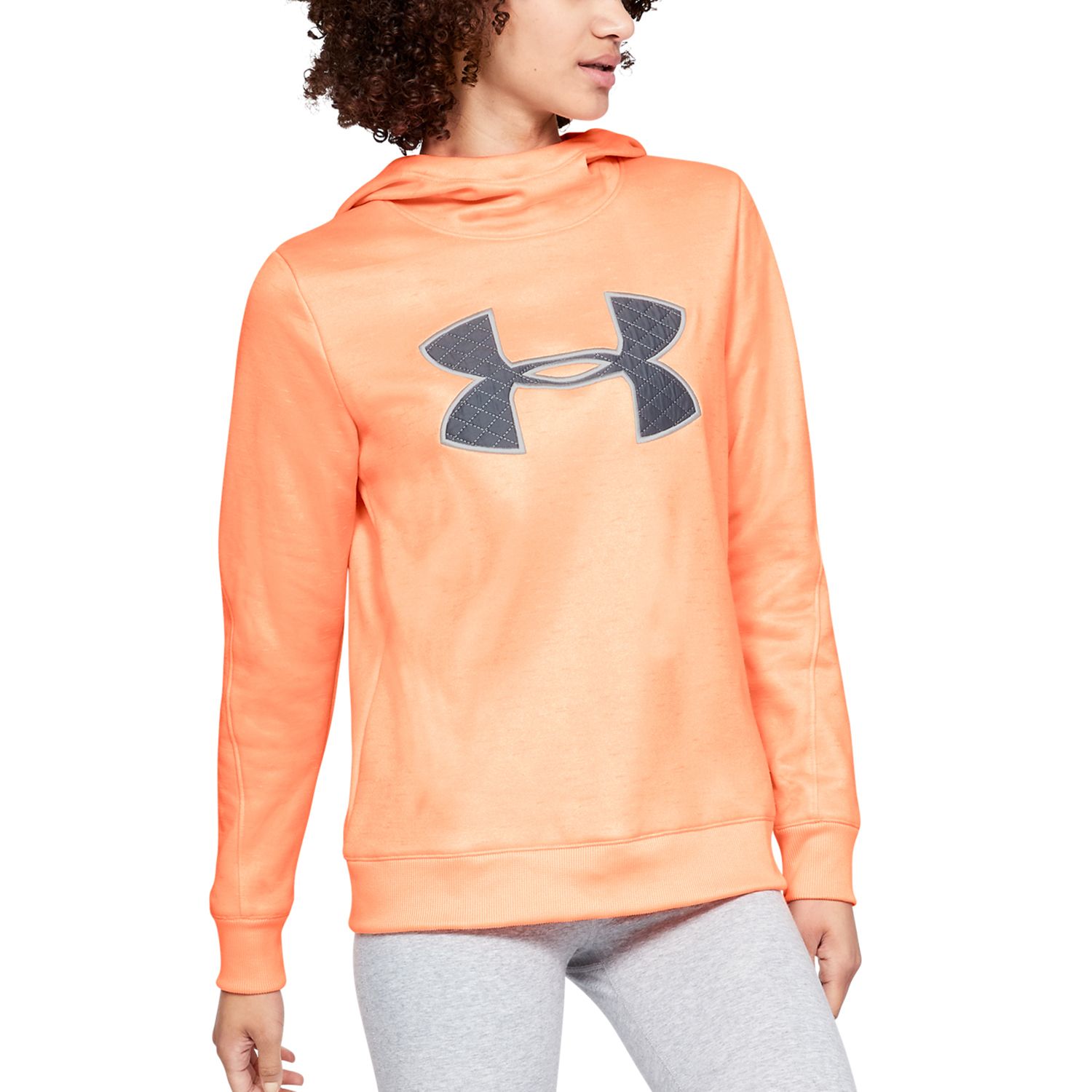 under armour women's favorite fleece metallic stripe big logo hoodie