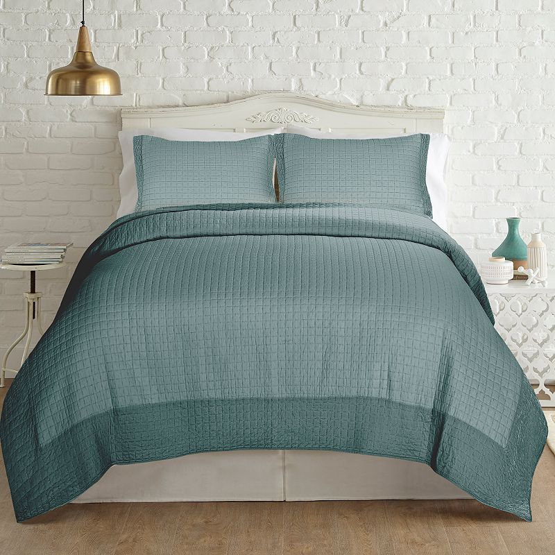 UPC 645470199016 product image for PCT Home collection Velvet Frame Quilt Set, Med Blue | upcitemdb.com