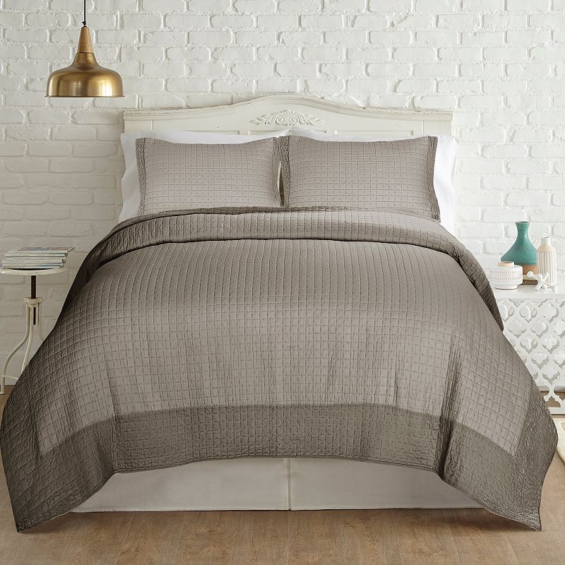 UPC 645470198934 product image for PCT Home collection Velvet Frame Quilt Set, Grey, Twin | upcitemdb.com
