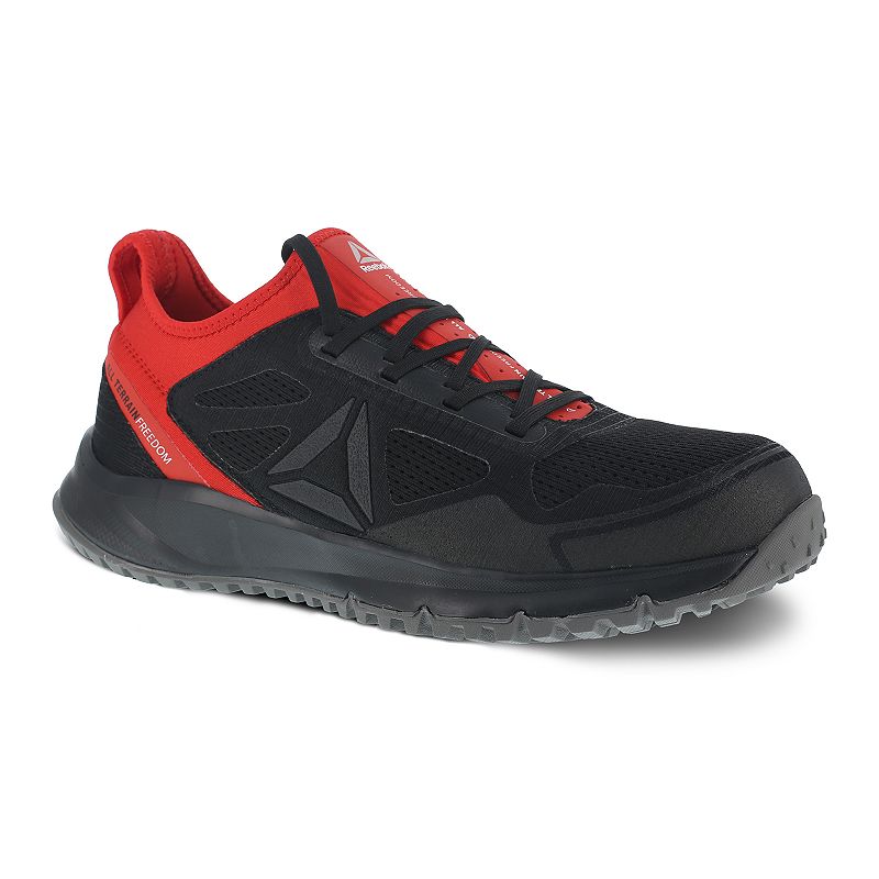 Reebok Work All Terrain Men's Steel Toe Shoes, Size: 8.5 Medium, Black Red