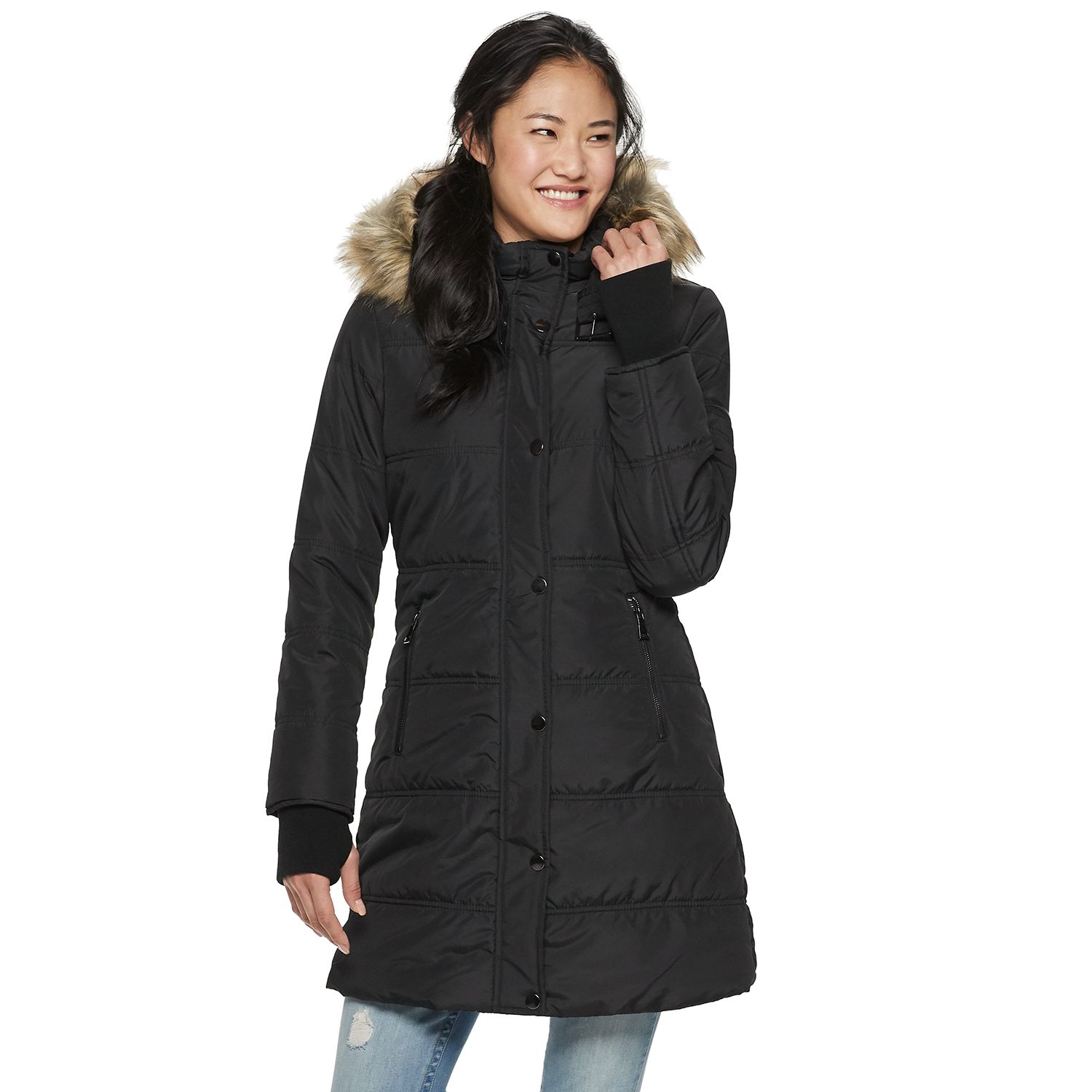 juniors long puffer coat