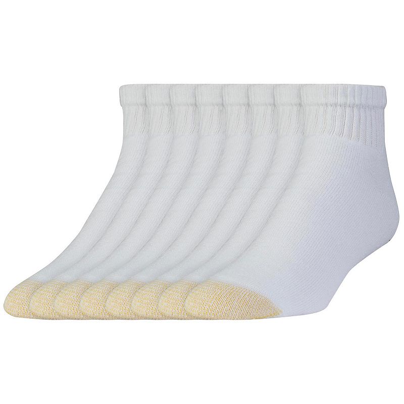 Men's GOLDTOE® 6+2 bonus pack Athletic Cushioned Cotton Quarter Socks, Size: 6-12, White