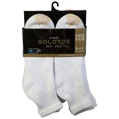 Extended Size GOLDTOE 6-pack + 2 Bonus Cushioned Quarter Socks