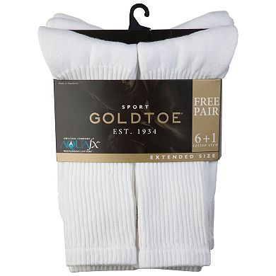 Extended Size GOLDTOE 6-pack + 2 Bonus Cushioned Crew Socks