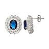 Sterling Silver Lab-Created Blue & White Sapphire Halo Stud Earrings