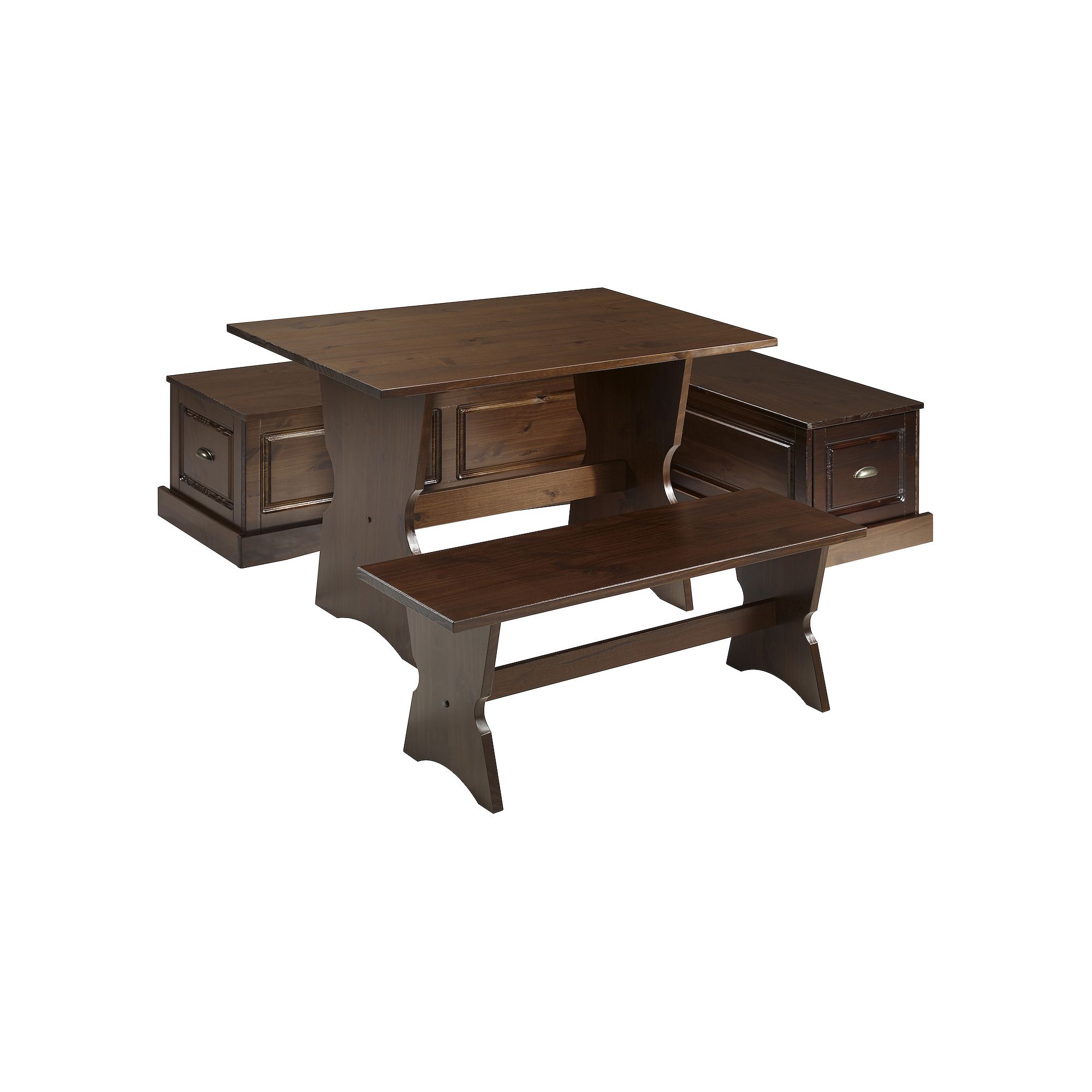 Linon Colby Backless Nook Dining Table 3-piece Set, Brown