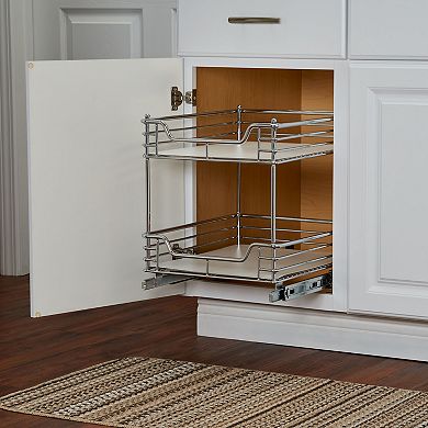 Household Essentials Design Trend Standard Depth 2-Tier 14.5-inch Wide Sliding Under Cabinet Organizer