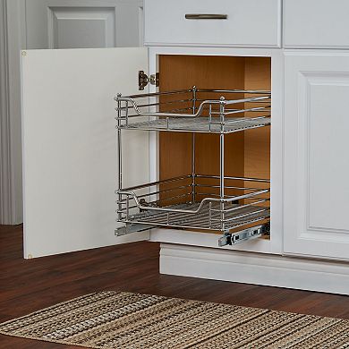 Household Essentials Design Trend Standard Depth 2-Tier 14.5-inch Wide Sliding Under Cabinet Organizer