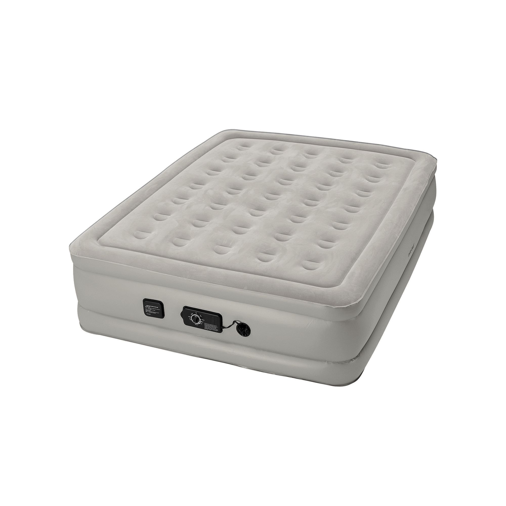 Insta-Bed Raised 19-in Queen Air Mattress & Internal Never Flat Pump, Grey