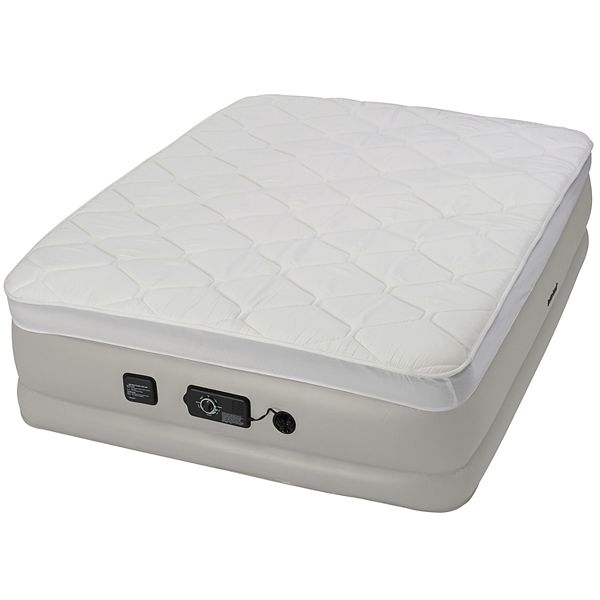 Insta-Bed Raised 18-in Queen Pillow Top Air Mattress & Internal Never Flat Pump - Gray