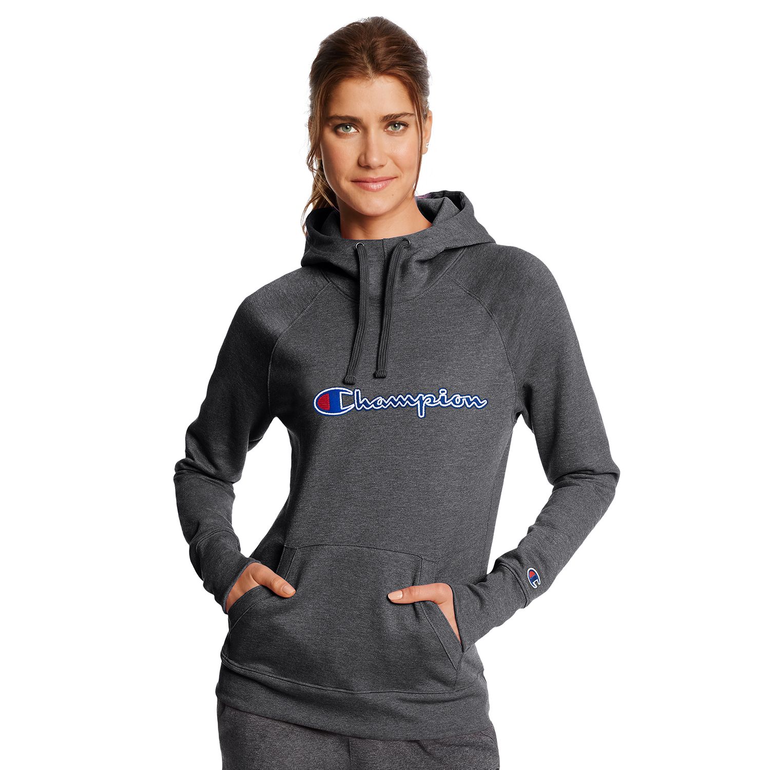 women's champion applique fleece pullover hoodie
