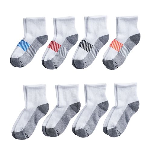 Boys Hanes Ultimate 8pack Quarter Socks