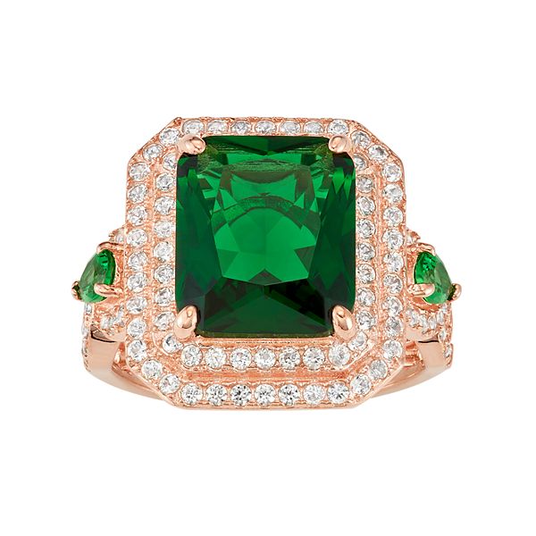 Designs by Gioelli 14k Rose Gold Over Silver Simulated Emerald & Lab ...