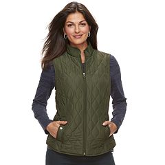 Olive green puffer vest for women black jacket