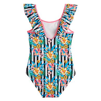 Girls 7-16 SO® Tropic Travels Ruffled One-Piece Swimsuit