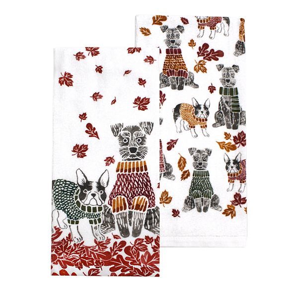 Celebrate Together™ Fall Sweater Weather Dog Kitchen Towel 2pack