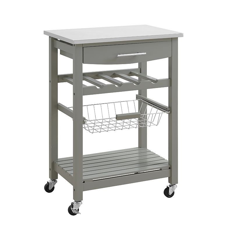 Linon Clarke Kitchen Bar Cart, Grey