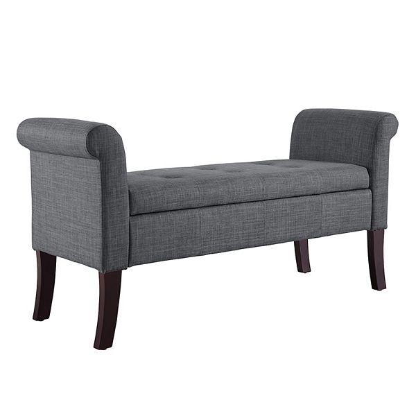 Linon Indie Rolled Arm Tufted Storage Bench, Rolled Arm Bench Cover