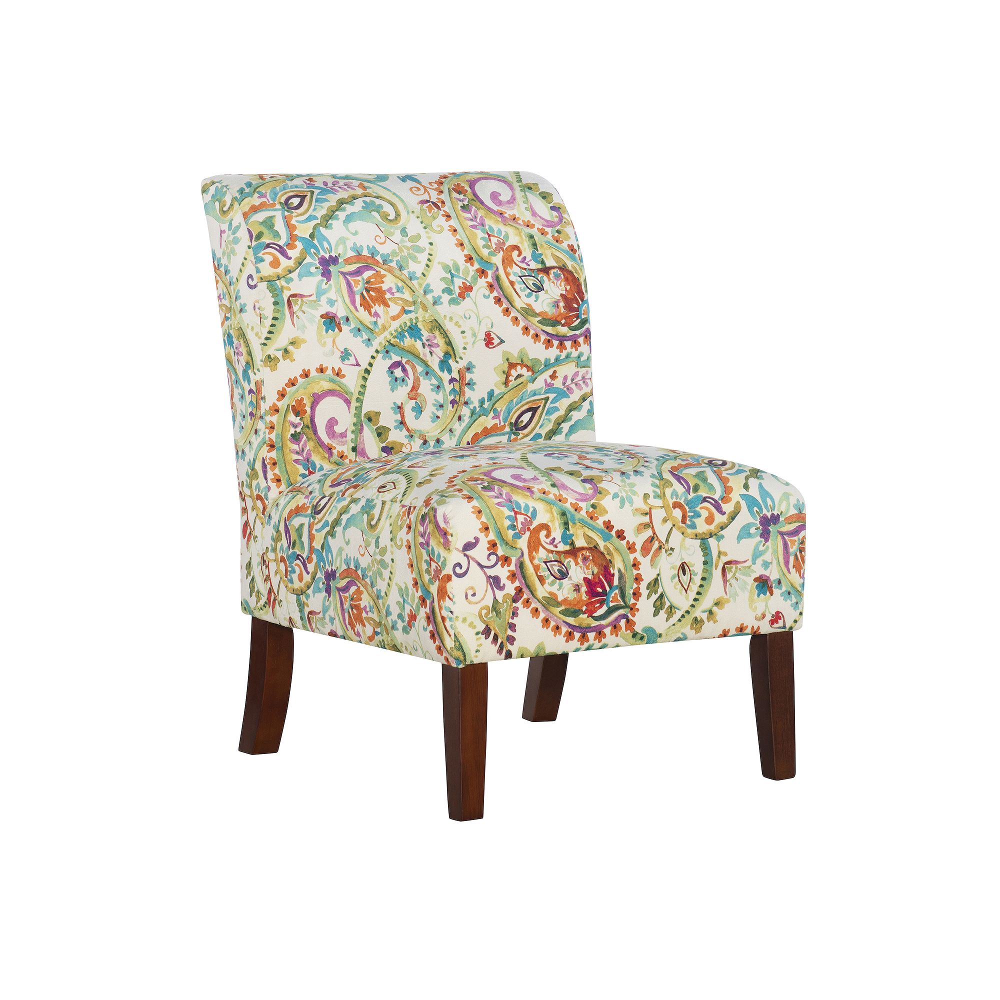 Linon Julie Slipper Accent Chair, Bright Paisley