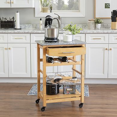 Linon Roger Granite Top Kitchen Cart