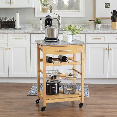 Linon Roger Granite Top Kitchen Cart