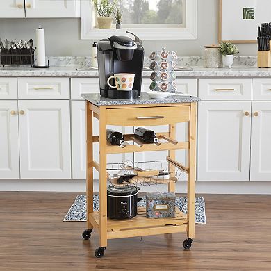 Linon Roger Granite Top Kitchen Cart