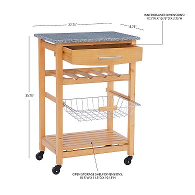 Linon Roger Granite Top Kitchen Cart 