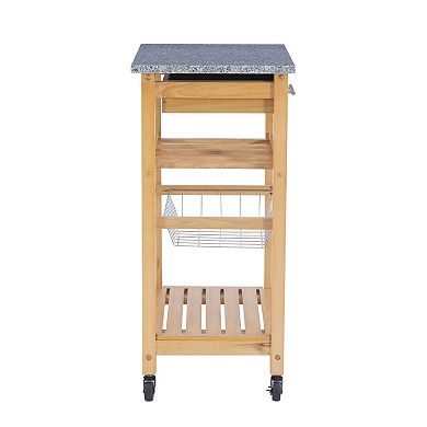 Linon Roger Granite Top Kitchen Cart